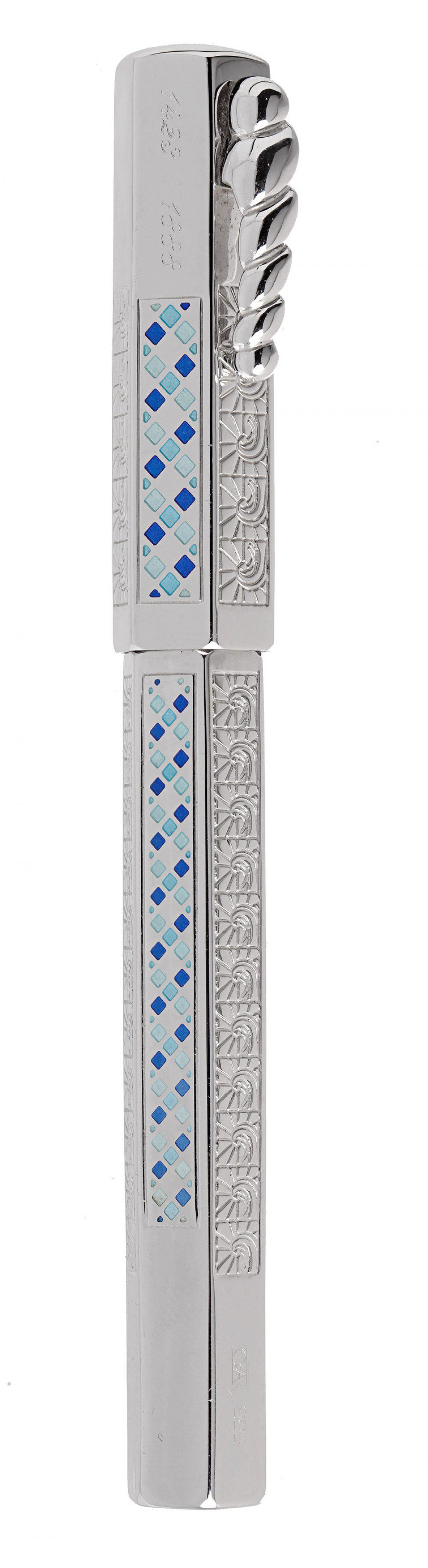 CARAN D'ACHE FOUNTAIN PEN. Body in silver and colored lacquer. Limited edition. Silver nib. F tip. (1 of 5)