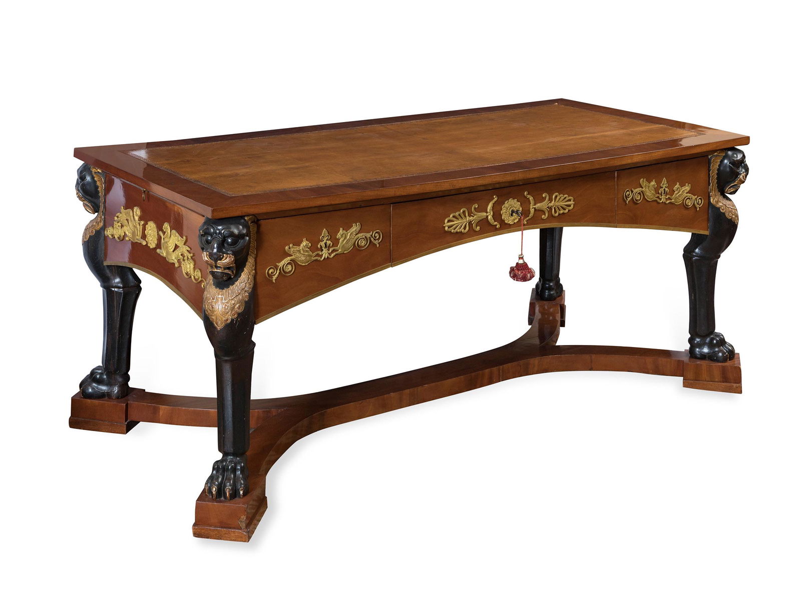 Writing-table. Empire period, first third 19th century. Walnut and ebonised wood. Bronze (1 of 6)
