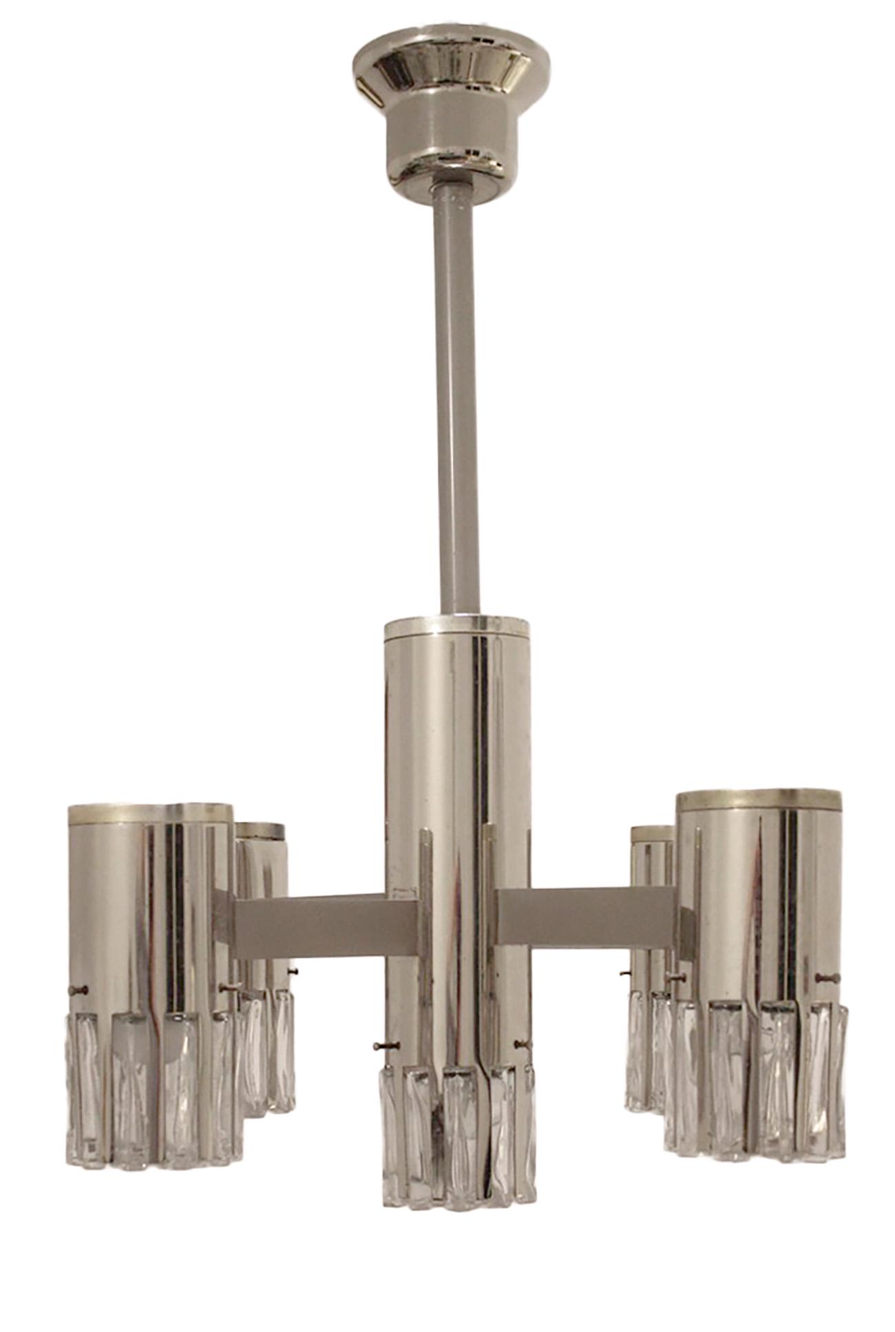 Attributed to ANGELO GAETANO SCIOLARI (Italy, 1927-1994). Ceiling lamp, 1970s. Glass and metal.  The (1 of 7)