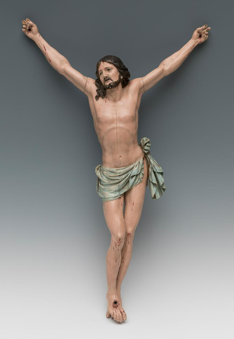 Neapolitan school; century XVIII. "Christ crucified." Carved and polychrome wood. It presents faults (1 of 7)