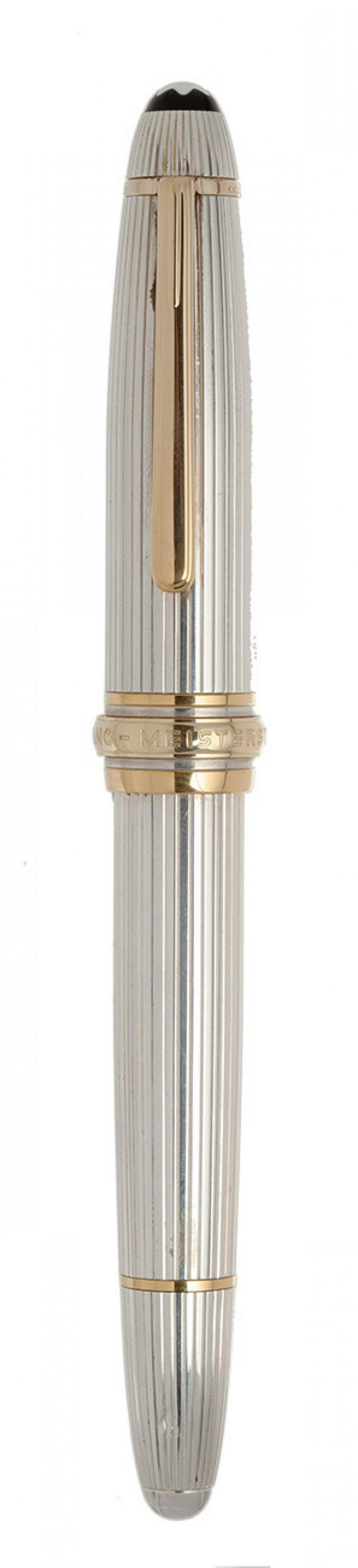 MONTBLANC FOUNTAIN PEN MEISTERSTÃœK. Sterling silver body. Two-tone 18 kt gold nib, M tip. Limited (1 of 3)