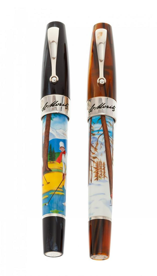 MONTEGRAPPA FOUNTAIN PENS â€œST. MORITZâ€, LIMITED EDITION. Bodies in resin and 18 Kts gold. (1 of 4)