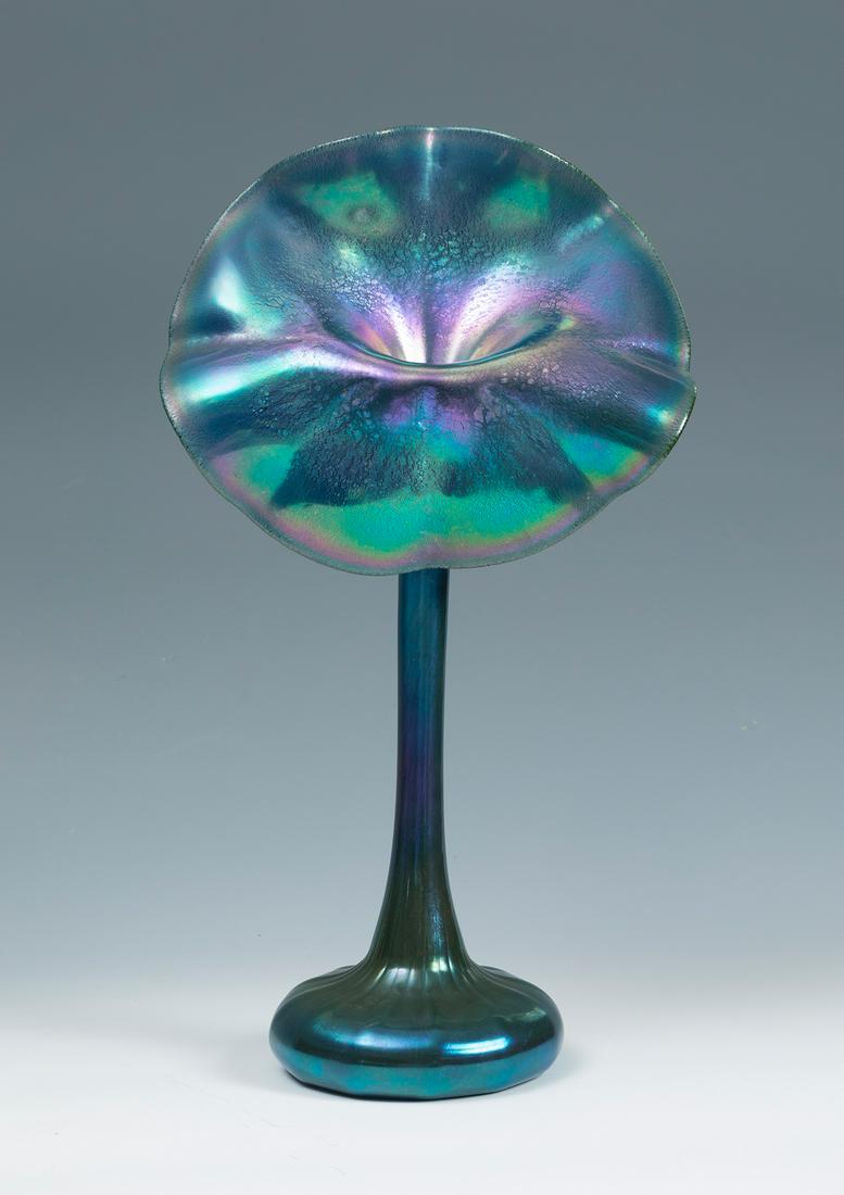 LOUIS COMFORT TIFFANY (United States, 1848 - 1933). â€œJack in the pulpitâ€. Art Nouveau, ca. 1910.: LOUIS COMFORT TIFFANY (United States, 1848 - 1933). Jack in the pulpit" vase. Art Nouveau, ca. 1910. Favrile glass. Signed "L.C. Tiffany- Favrile" on the back. Measurements: 30,5 x 17 x 9,5 cm. This v