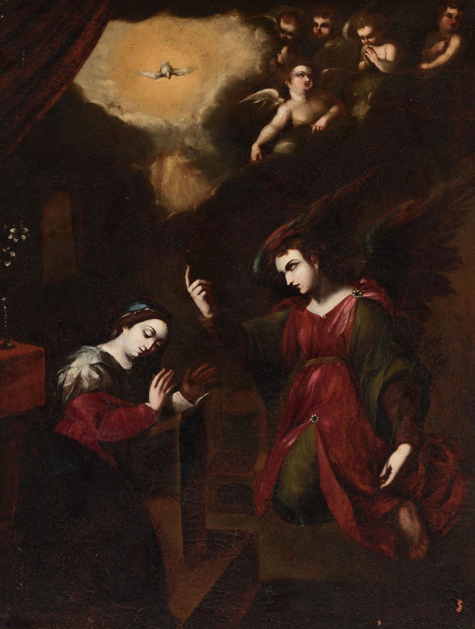 Andalusian school; century XVIII. "Annunciation". Oil on canvas. (1 of 7)