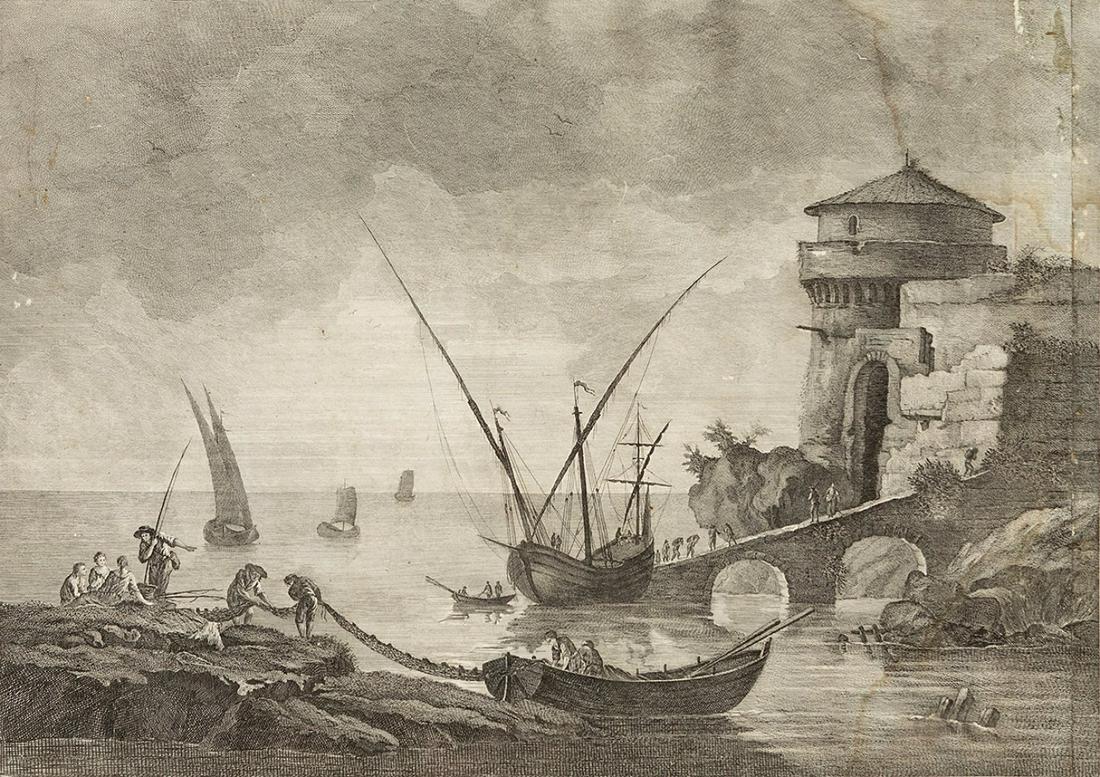 French engraving, last quarter of the 18th century. "Port of Marseilles", 1878. Signed. Nineteenth (1 of 4)