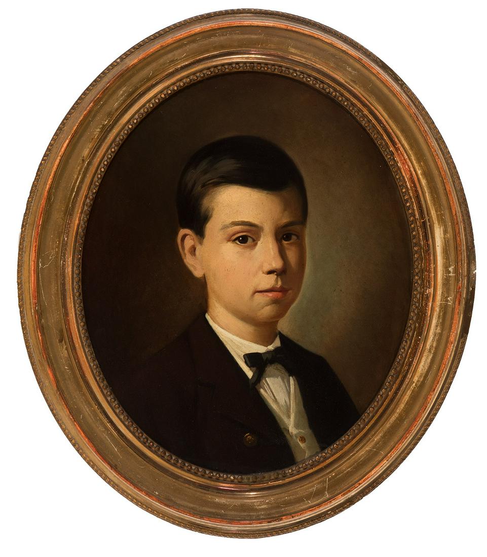 Spanish school of the second half of the 19th century.  "Portrait of a child".  Oil on oval (1 of 3)