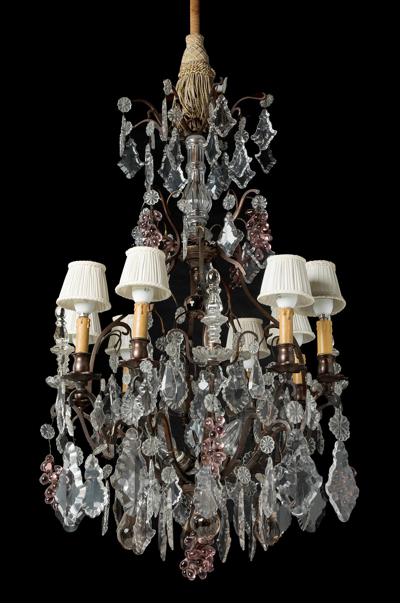 Murano glass ceiling lamp. Italy, first half of the 20th century. Metal and coloured glass (1 of 4)