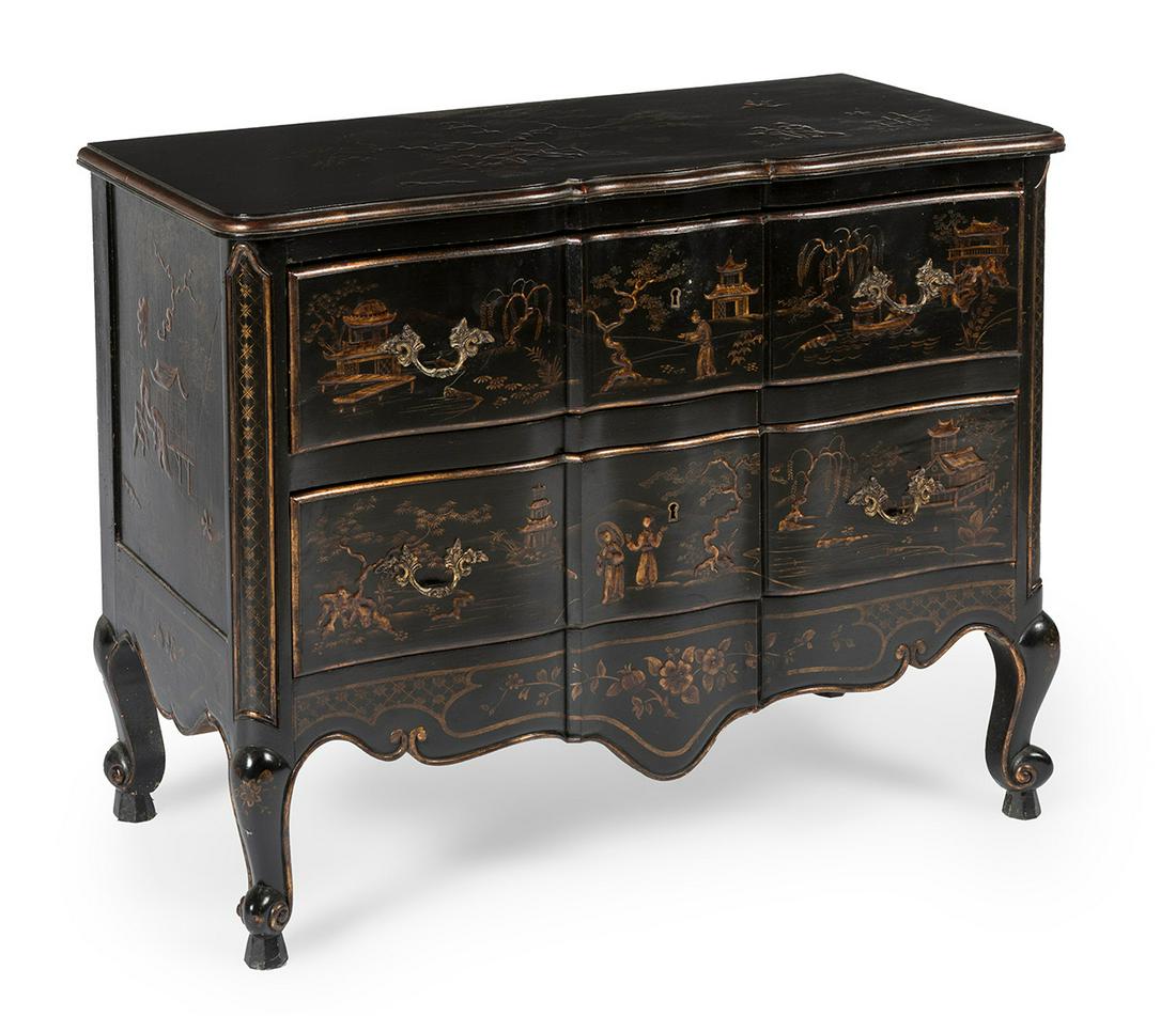 Louis XV style chest of drawers. France, early 20th century.  Carved wood decorated with (1 of 4)