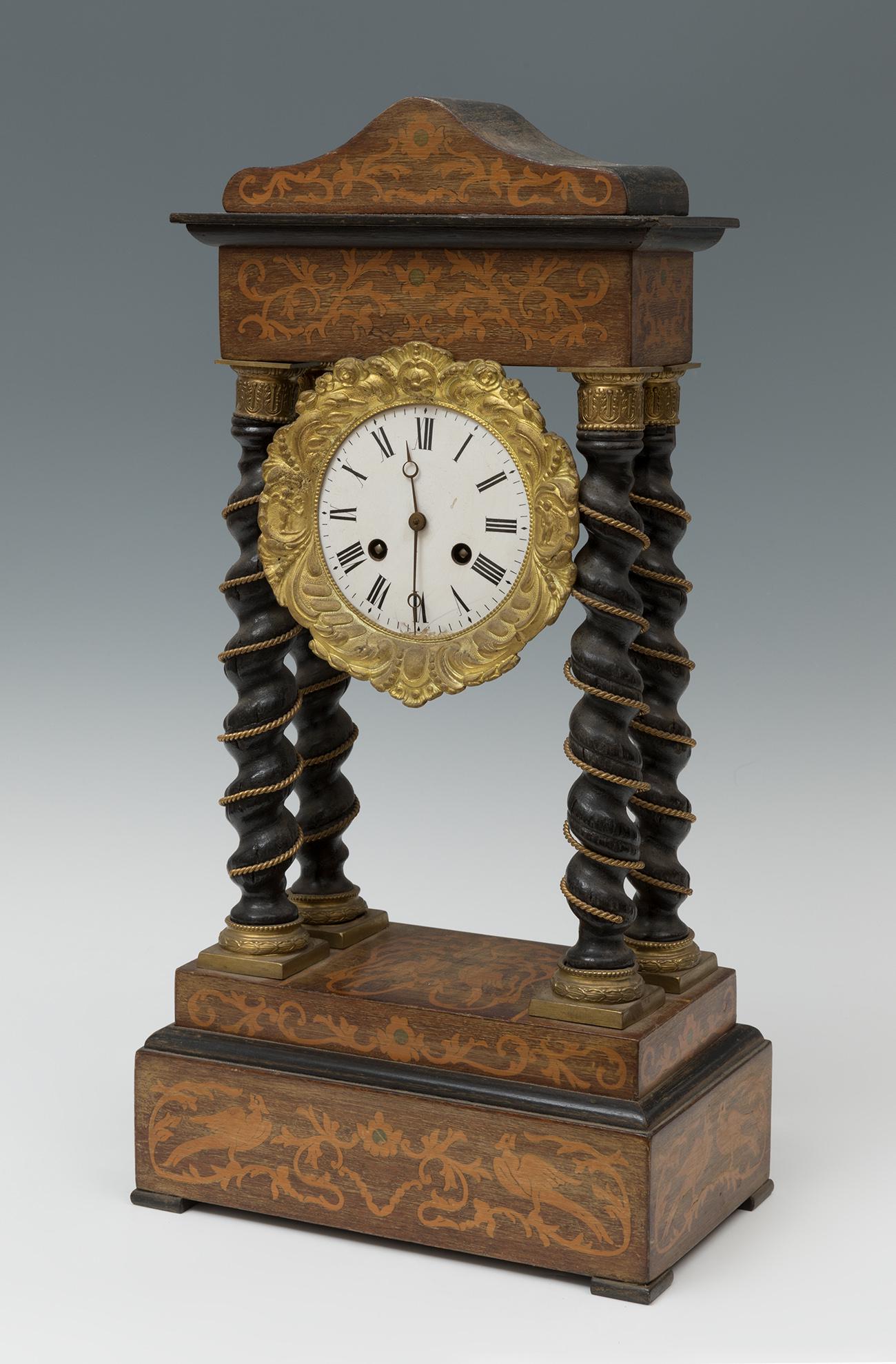Porch Clock; Napoleon III, late 19th century. Ebonized wood and marquetry. Precise tune-up and (1 of 7)
