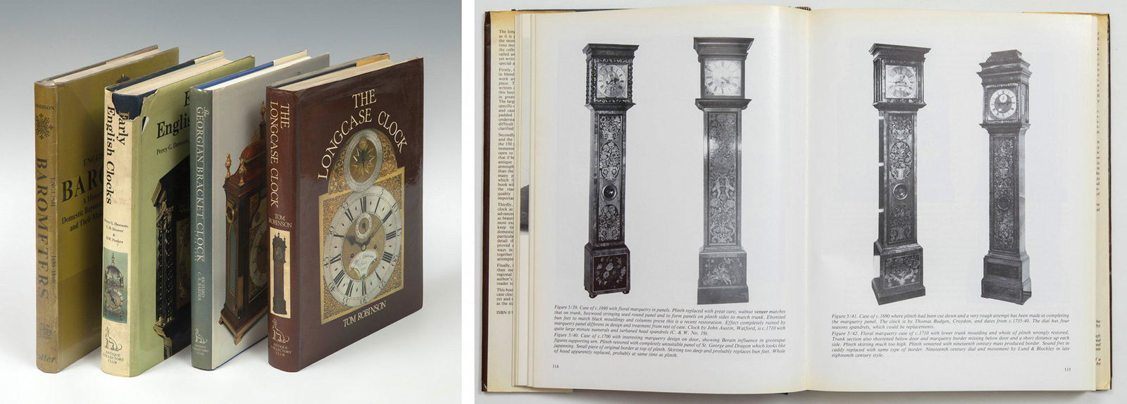 Lot consisting of four books: - ROBINSON, T., The long case clock. : Antique Collector's Club, (1 of 6)