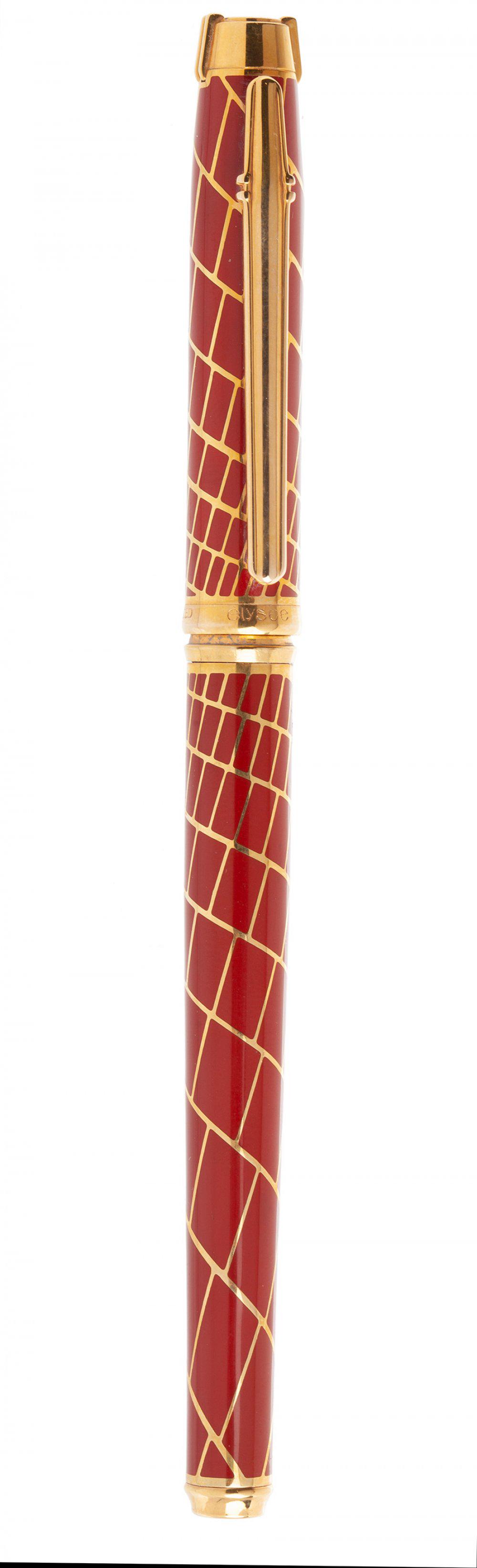 Ã‰LYSÃ‰E FOUNTAIN PEN. Body in lacquered metal and gold plaquÃ©. Bicolor 18 kt gold nib, F tip. (1 of 3)