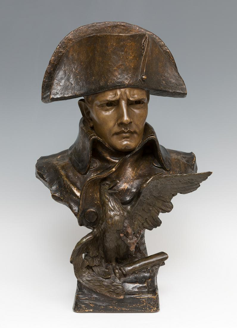 RICHARD AURILI (Italy, 1834-ca.1914). "Napoleon Bonaparte". Gilt and patinated terracotta. Signed on (1 of 6)