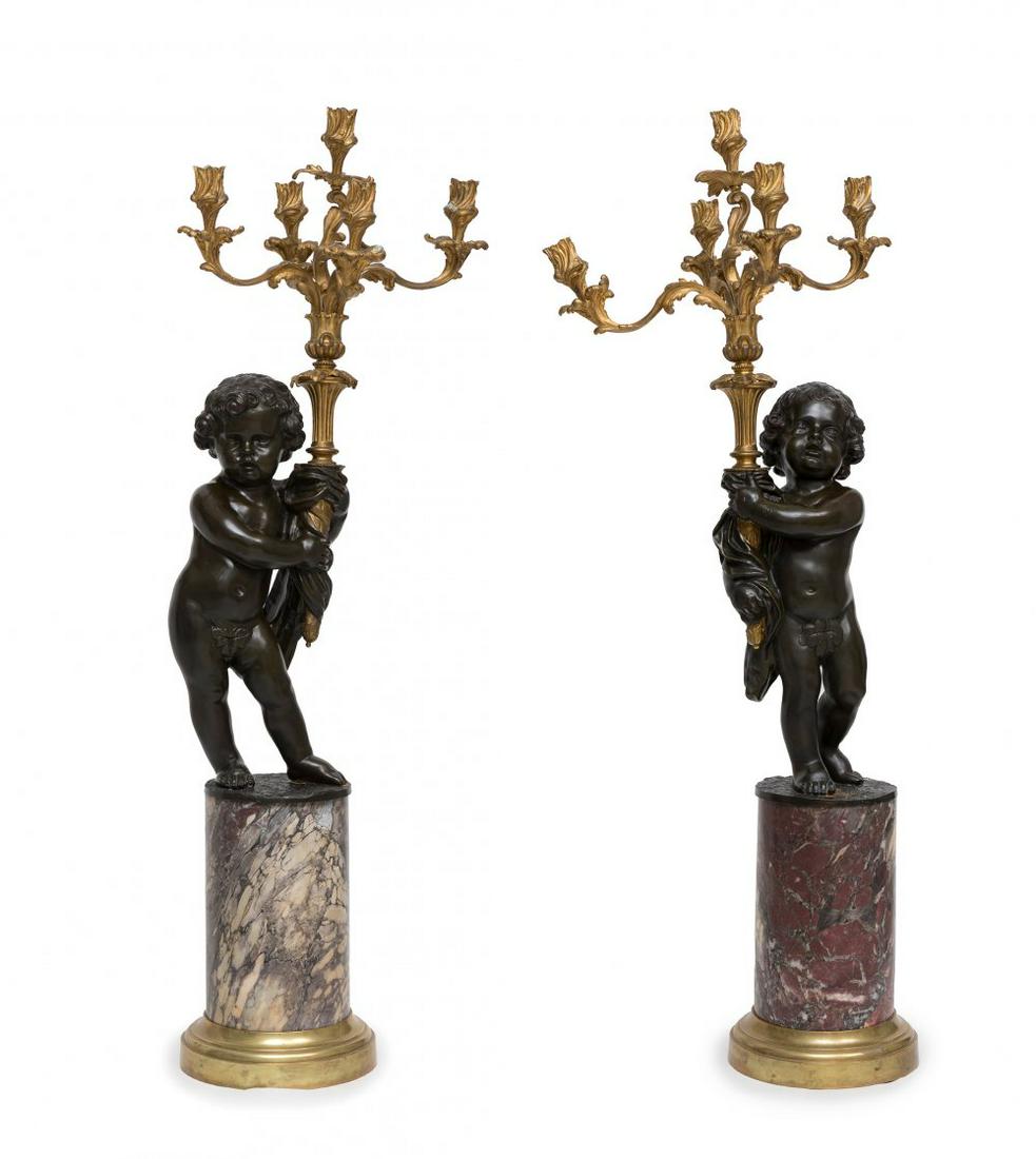 Pair of French Napoleon III candlesticks, ca. 1860-70. After "CLODION" (Claude Michele, Nancy, 1738 (1 of 7)