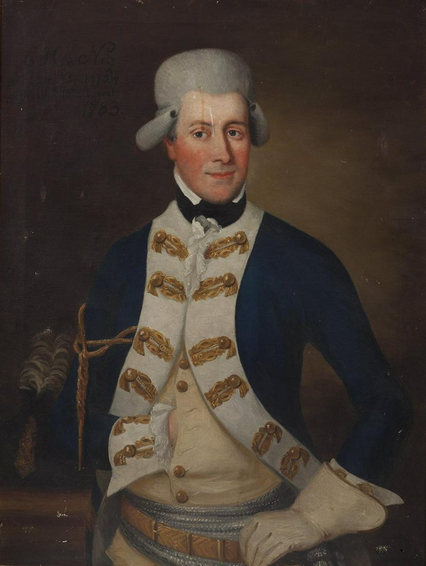 18th century German school. "nobleman" Oil on canvas.relined. With the inscription of the character (1 of 6)