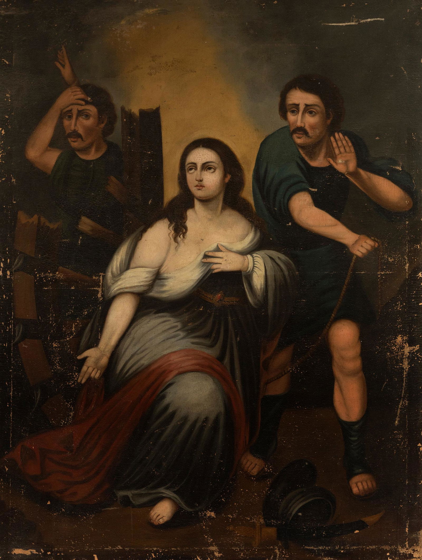 Andalusian school; century XVIII. "Martyrdom of Saint Catherine". Oil on canvas. Relined. It (1 of 5)