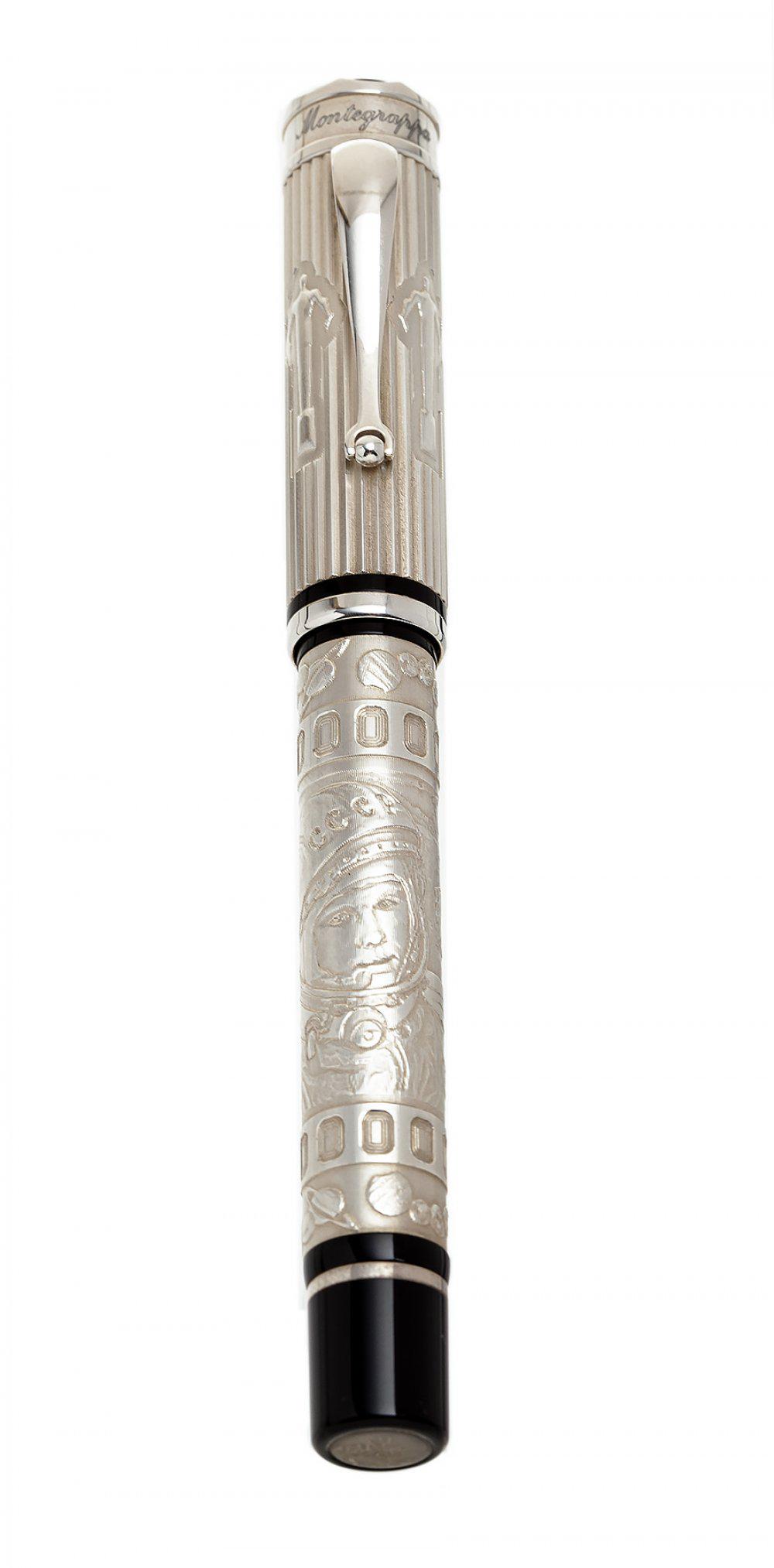 FOUNTAIN PEN MONTEGRAPPA COSMOPOLITAN "RUSSIA 1ST SPACE. ED. LIMITED". Embossed silver body. Limited (1 of 3)