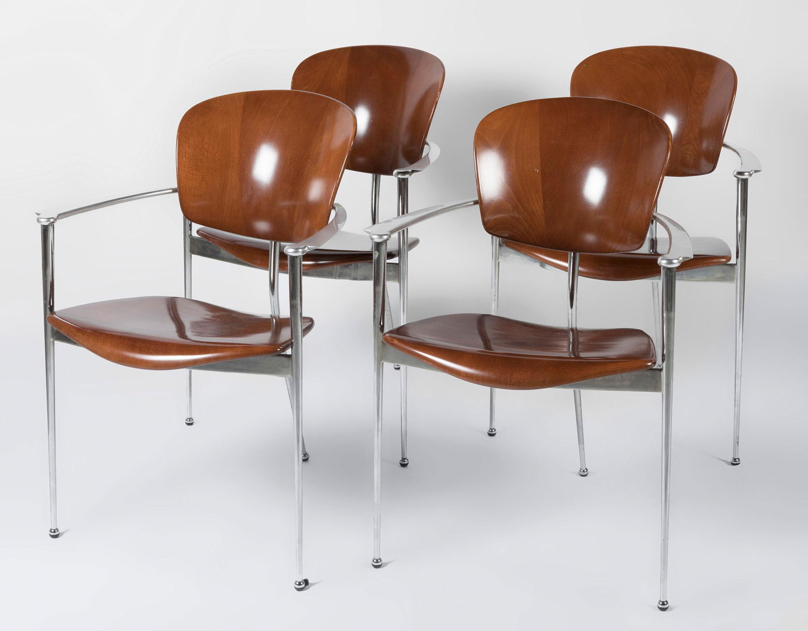 JOSEP LLUSCÃ (Barcelona, 1948) for ANDREU WORLD.  Set of four chairs model Andrea, design 1987. (1 of 6)