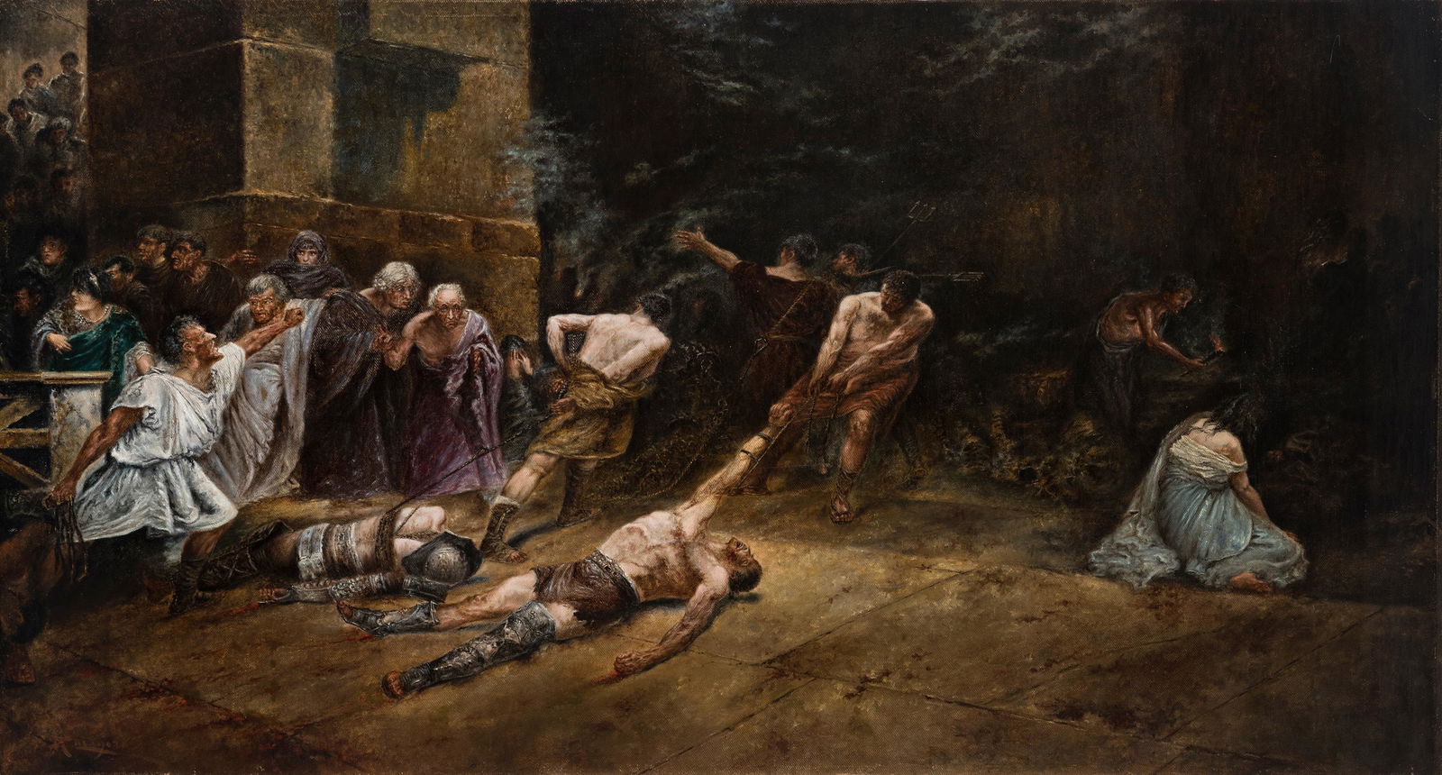 MIGUEL ZARAGOZA ARANQUIZNA (Philippines, 1842- Manila, 1923). "Spoliarium". Oil on canvas. It (1 of 6)