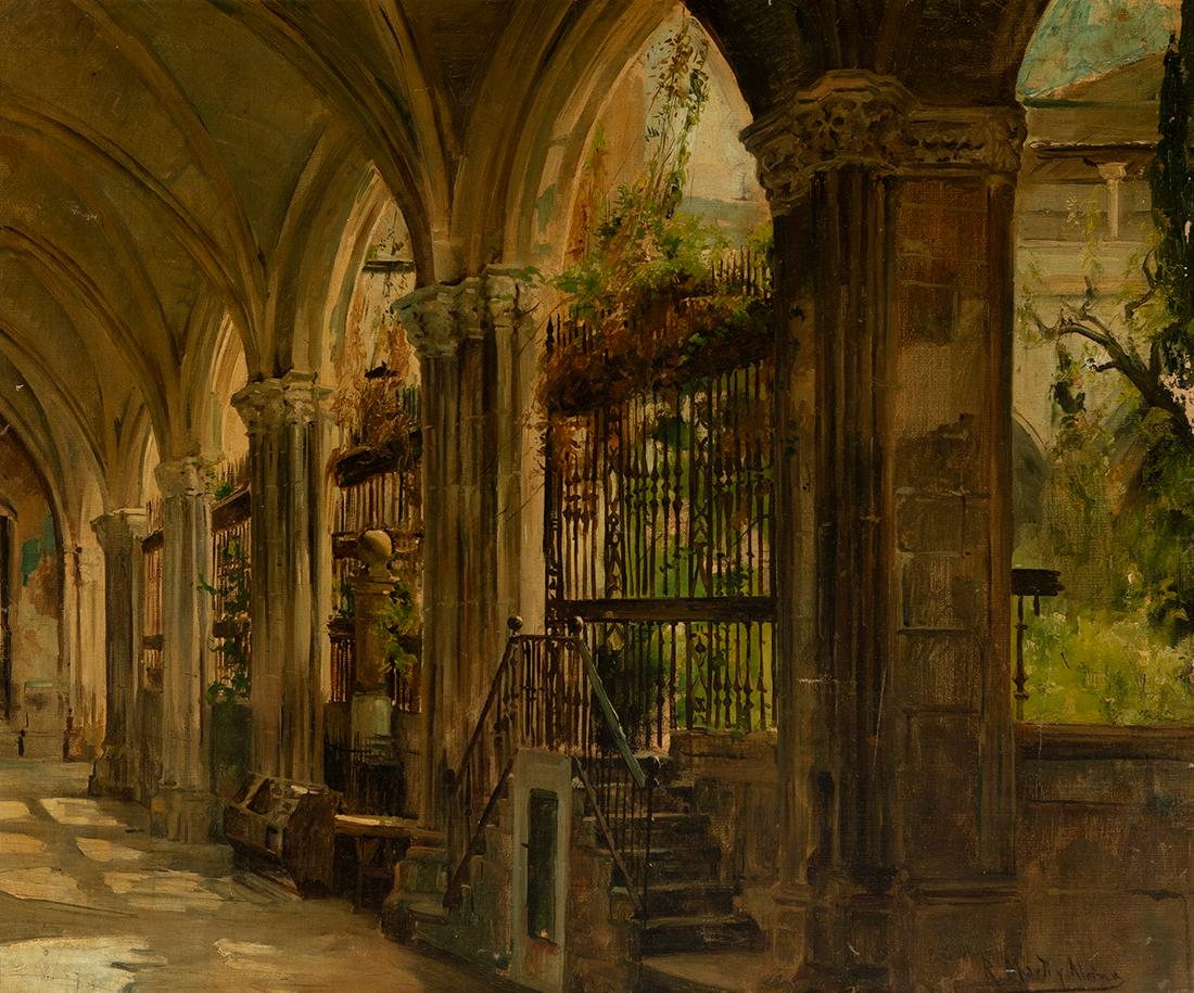 RAMON MARTÃ ALSINA (Barcelona, 1826 - 1894). "Cloister". Oil on canvas. Signed in the lower right (1 of 5)