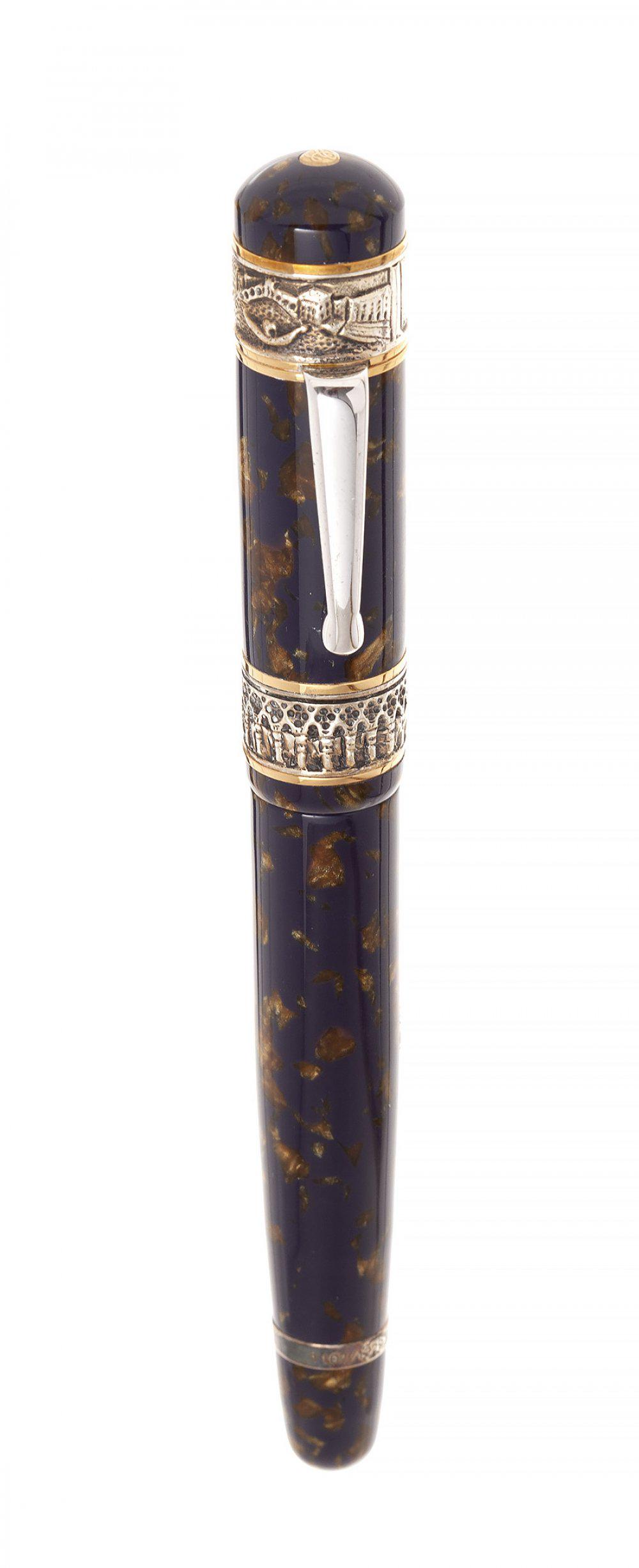 DELTA FOUNTAIN PEN â€œVENEZIA LIMITED EDITIONâ€, 1998. Body in blue and brown marbled resin. (1 of 5)