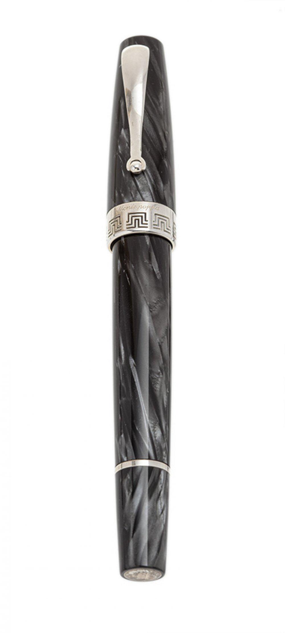MONTEGRAPPA FOUNTAIN PEN â€œEXTRA 1930 BLACK AND WHITEâ€. Marbled black and white celluloid body. (1 of 3)