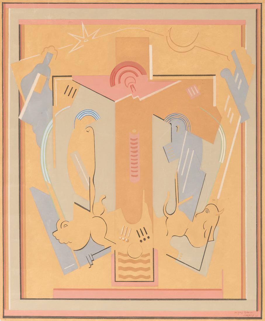 ALBERT LEON GLEIZES (France, 1881 - 1953). Untitled, 1928. Gouache on lithographic base on paper. (1 of 6)