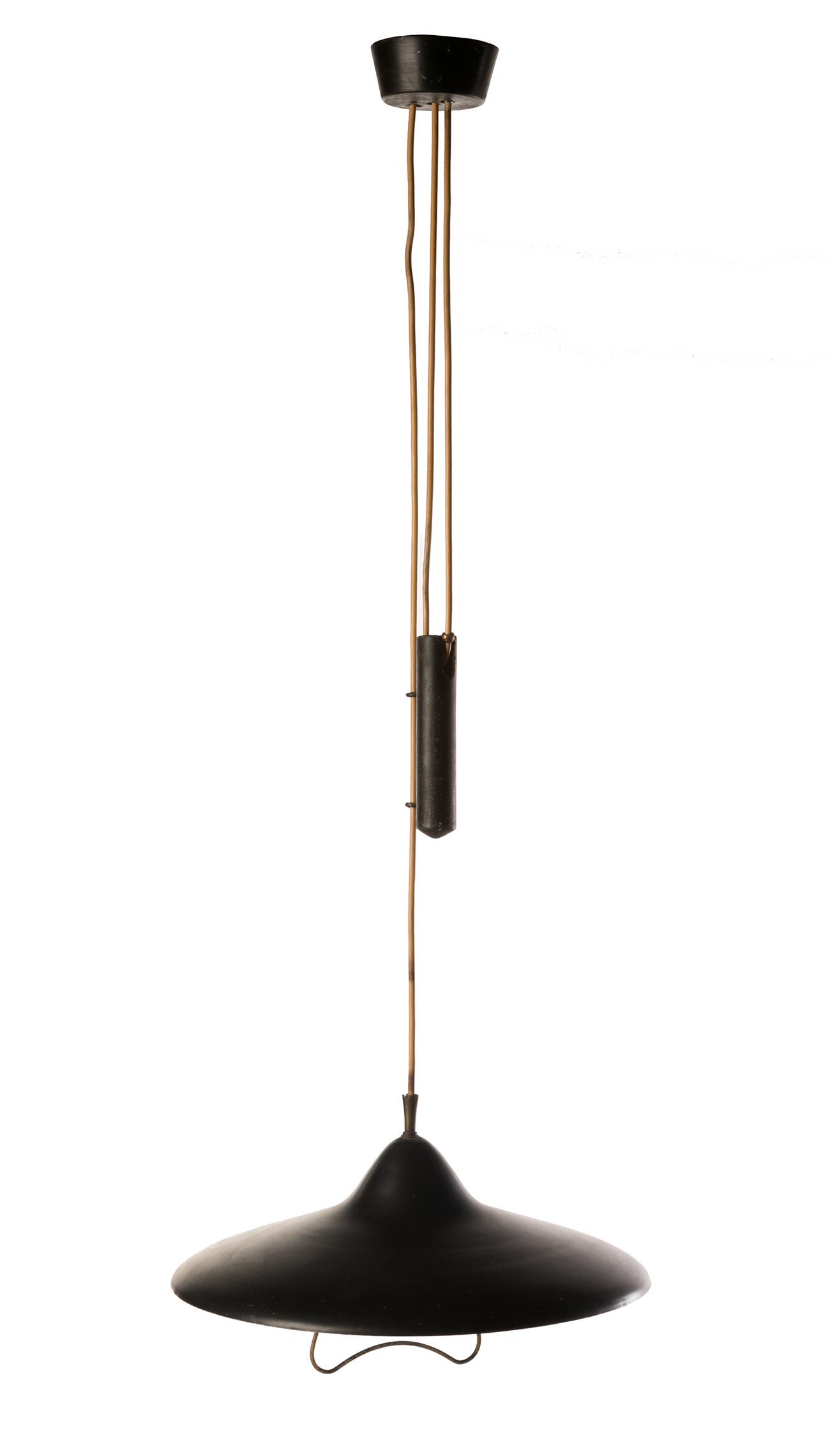 Ceiling lamp, 70s. Enameled metal and chromed metal. (1 of 3)