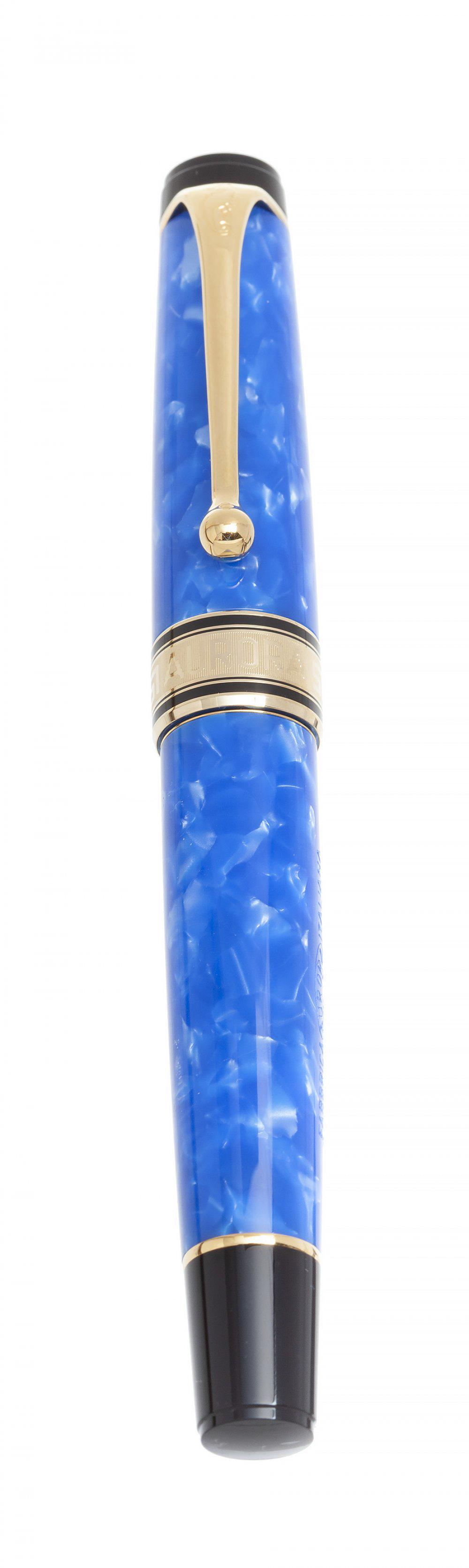 AURORA â€œMAREâ€ FOUNTAIN PEN, 2001. Blue and black auroloid resin body and gold details. Limited (1 of 3)