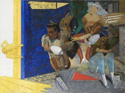 PAT ANDREA (The Hague, Netherlands, 1942). "The three vases", 1984. Oil on canvas. Exhibition: PAT ANDREA (The Hague, The Netherlands, 1942). "The Three Vases", 1984. Oil on canvas. Attached catalogue of the exhibition What's up? Pat Andrea, p. 80. Presents information label of the GalerÃa J