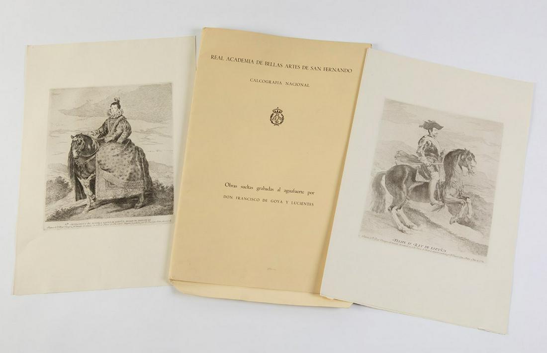 FRANCISCO DE GOYA Y LUCIENTES (Zaragoza, 1746 - Bordeaux, 1828). Folder with 15 etchings on paper, (1 of 4)