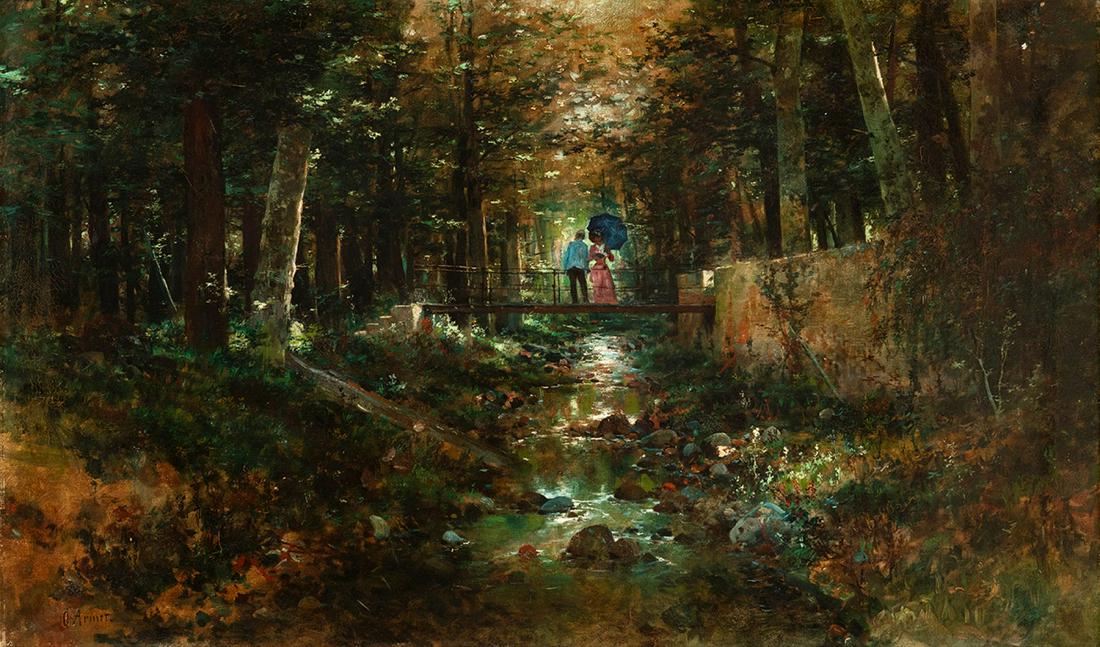 JOSEP ARMET PORTANELL (Barcelona, 1843 - 1911). "Landscape with figures". Oil on canvas. Signed in: JOSEP ARMET PORTANELL (Barcelona, 1843 - 1911). "Landscape with figures". Oil on canvas. Signed in the lower left corner. Measurements: 61 x 100 cm; 84,5 x 124 cm (frame). An outstanding painter and l