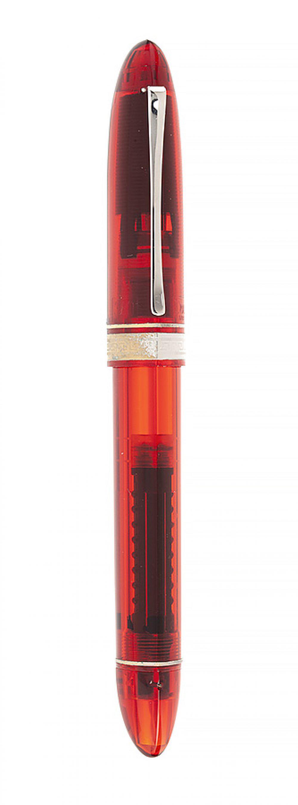 OMAS 360 TRIANGULAR FOUNTAIN PEN. Translucent red celluloid body. Limited edition. Exemplary (1 of 3)