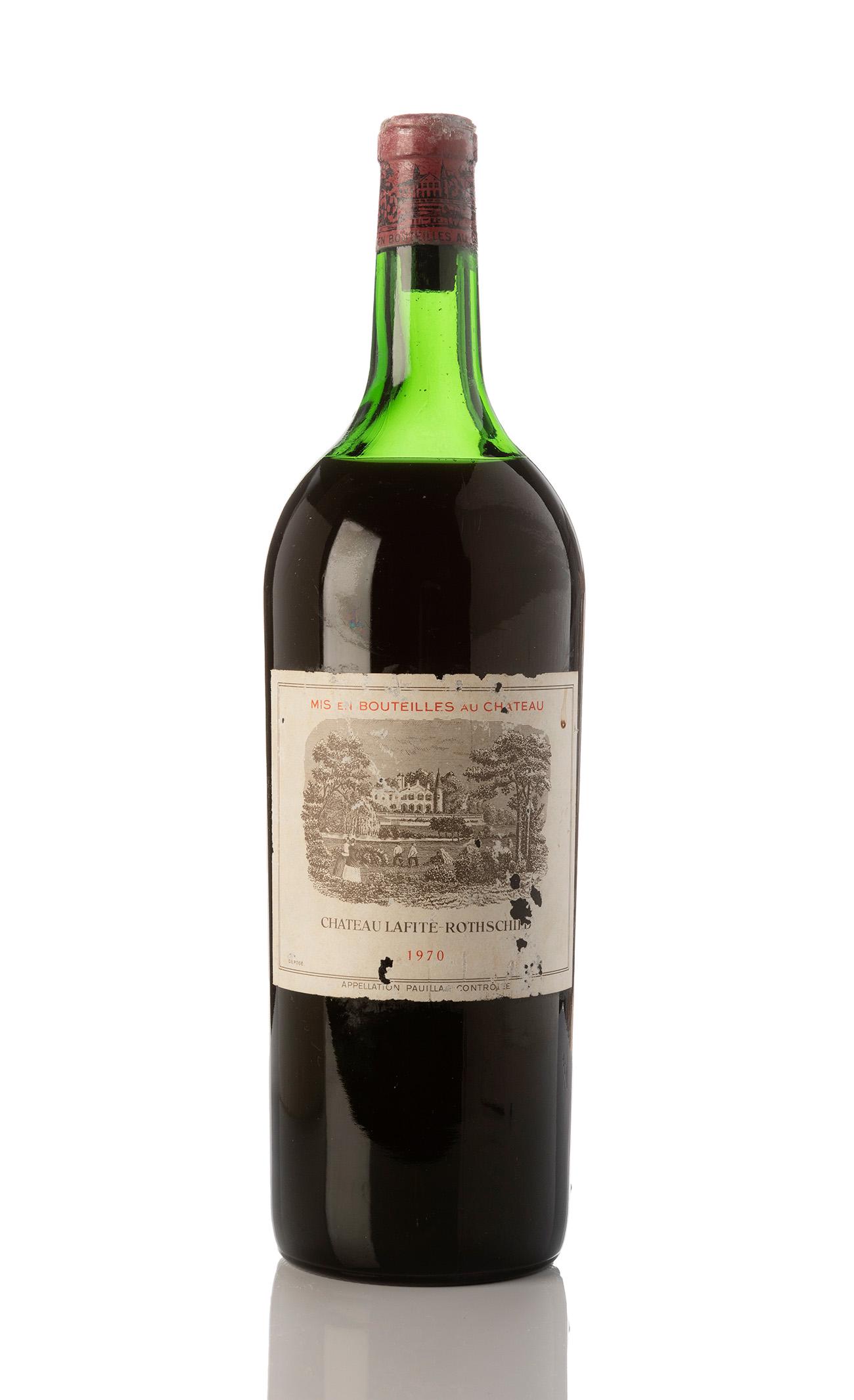 Bottle ChÃ¢teau Lafite-Rothschild 1970 Magnum, Pauillac, France. Category: red wine. 1,5 L. The: Bottle ChÃ¢teau Lafite-Rothschild 1970 Magnum, Pauillac, France. Category: red wine. 1,5 L. The labelling is damaged. The cork is below the level of the capsule. Level: E. ChÃ¢teau Lafite Rothschi