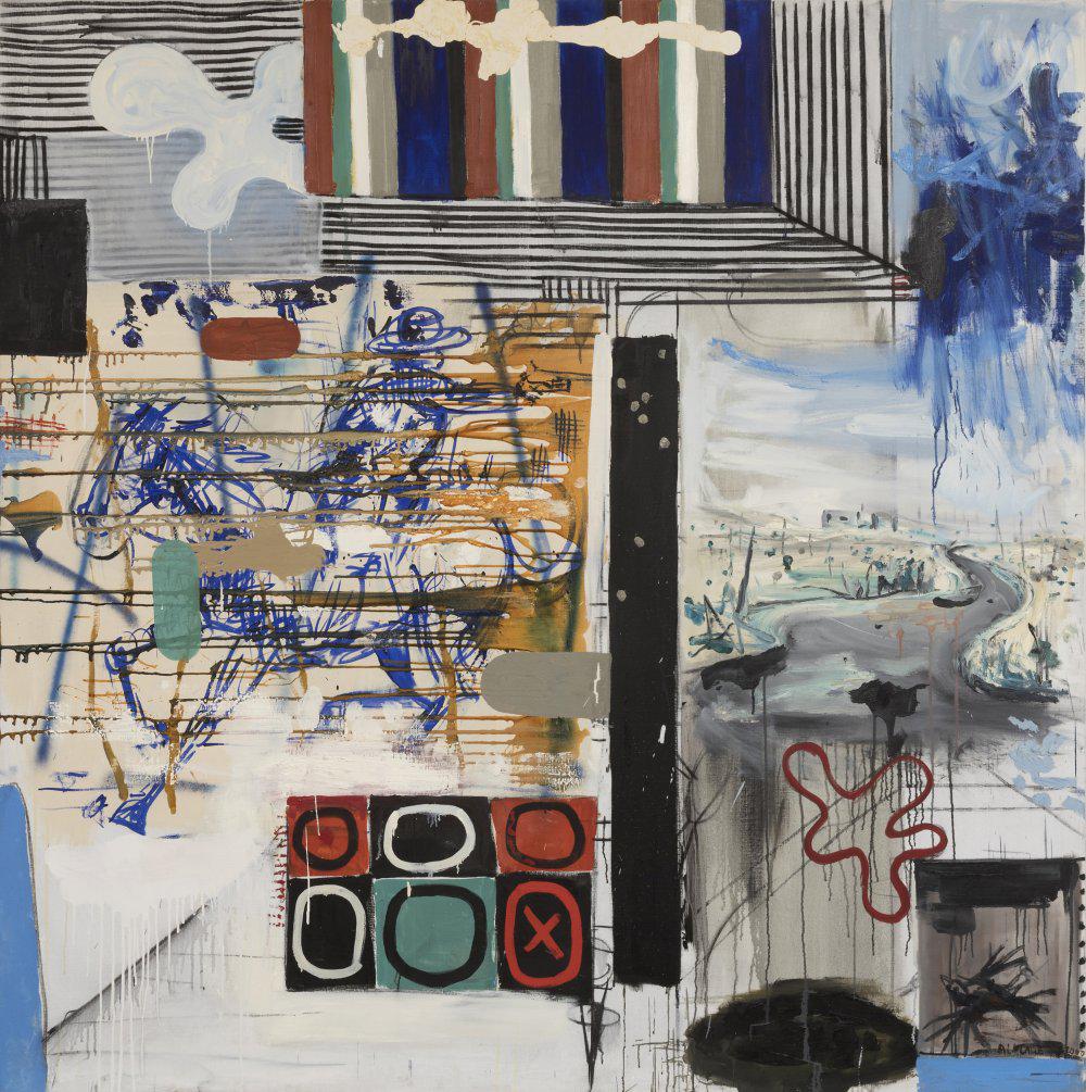 ABRAHAM LACALLE (AlmerÃ­a, 1962). "The escape", 2001. Oil on canvas. It presents a label from the: ABRAHAM LACALLE (AlmerÃ­a, 1962). "La huida", 2001. Oil on canvas. Presents a label of the GalerÃ­a FÃºcares (Madrid). Signed and dated in the lower right-hand corner. Provenance: private collec