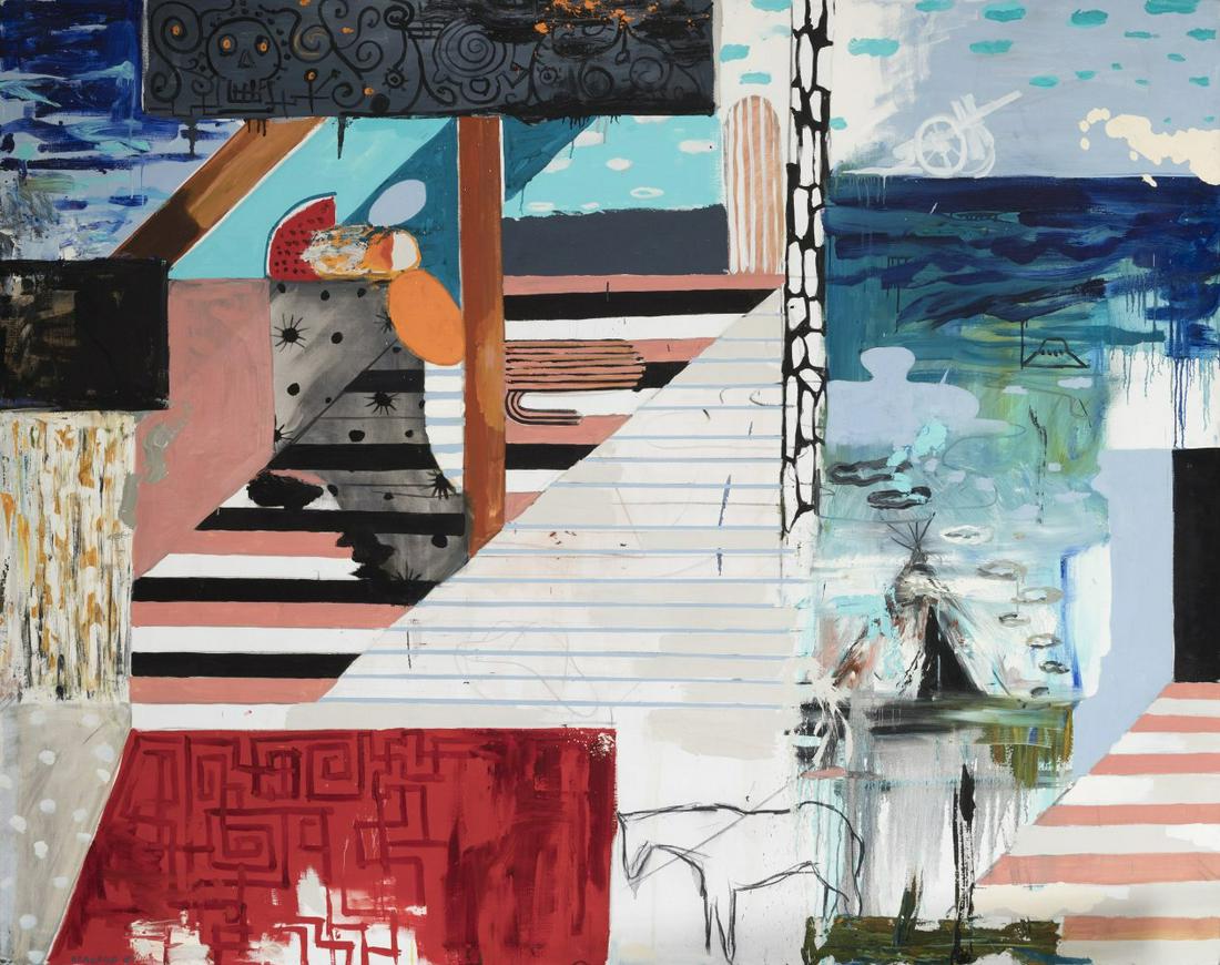 ABRAHAM LACALLE (AlmerÃ­a, 1962). "Words of the tribe III", 2001. Oil on canvas. It presents a label: ABRAHAM LACALLE (AlmerÃ­a, 1962). "Words of the tribe III", 2001. Oil on canvas. With label on the back of the Marlborough Gallery (Madrid). Signed and dated in the lower left corner. Signed, dated