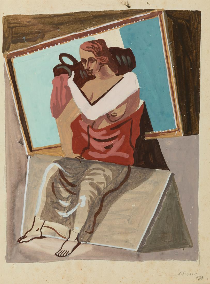 ALEXANDRE FASINI (Ukraine, 1893â€“1942). Untitled, 1928. Gouache on paper. Signed and dated in the (1 of 3)