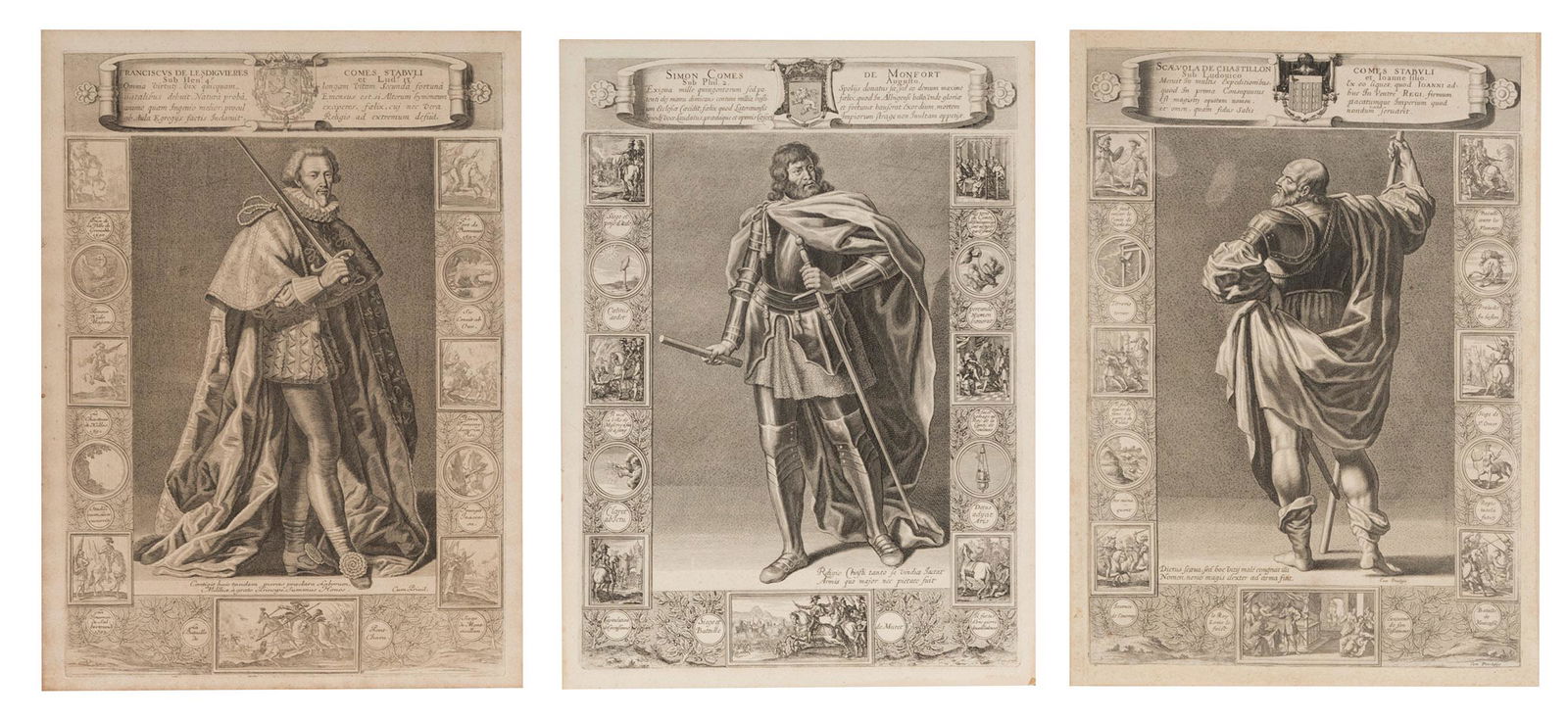After ZACHARIE HEINCE (Paris, 1611-1669). "Simon de Monfort" Francisco de Lesdigviebes. Engravings (1 of 5)