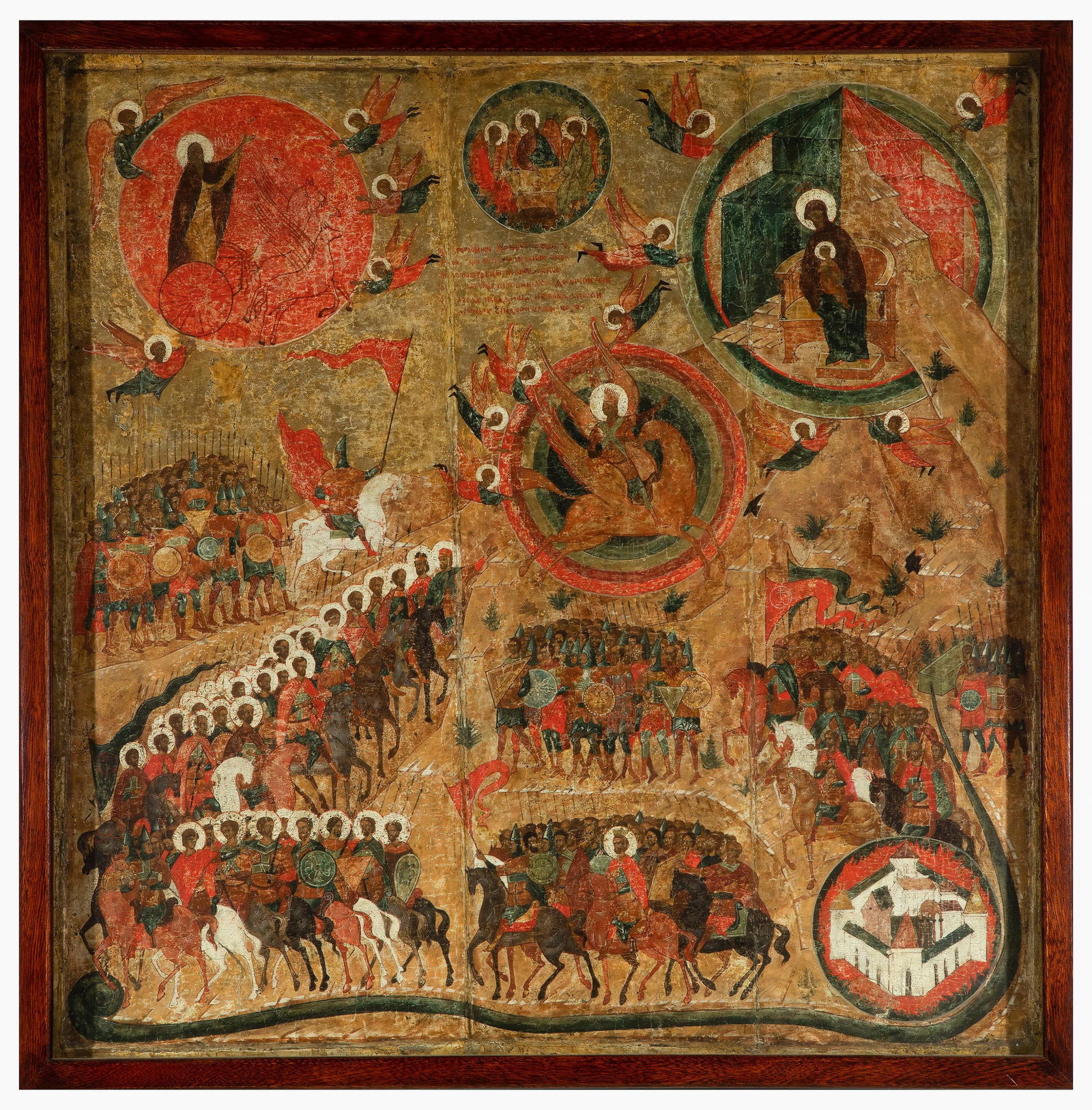 Russian icon of the Moscow school, 19th century. "Siege of Kazan. Blessed be the host of the King of (1 of 6)