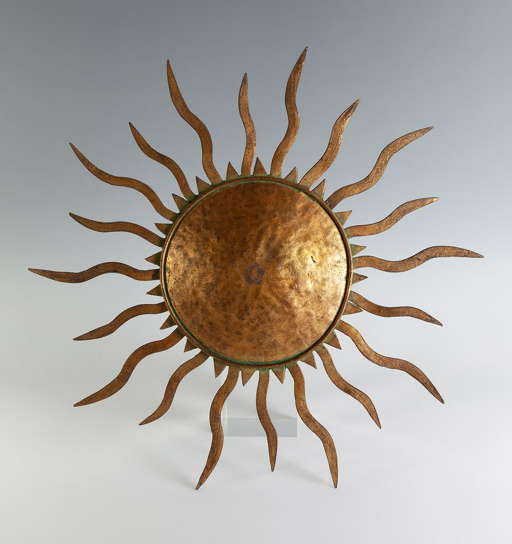 Ceiling chandelier, 1950s. With two interior light points. In metal, with gold patina. Electrified. (1 of 4)