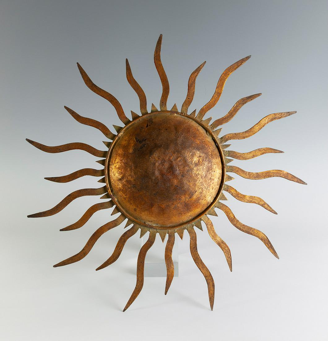 Ceiling chandelier, 1950s. With two interior light points. In metal, with gold patina. Electrified. (1 of 4)