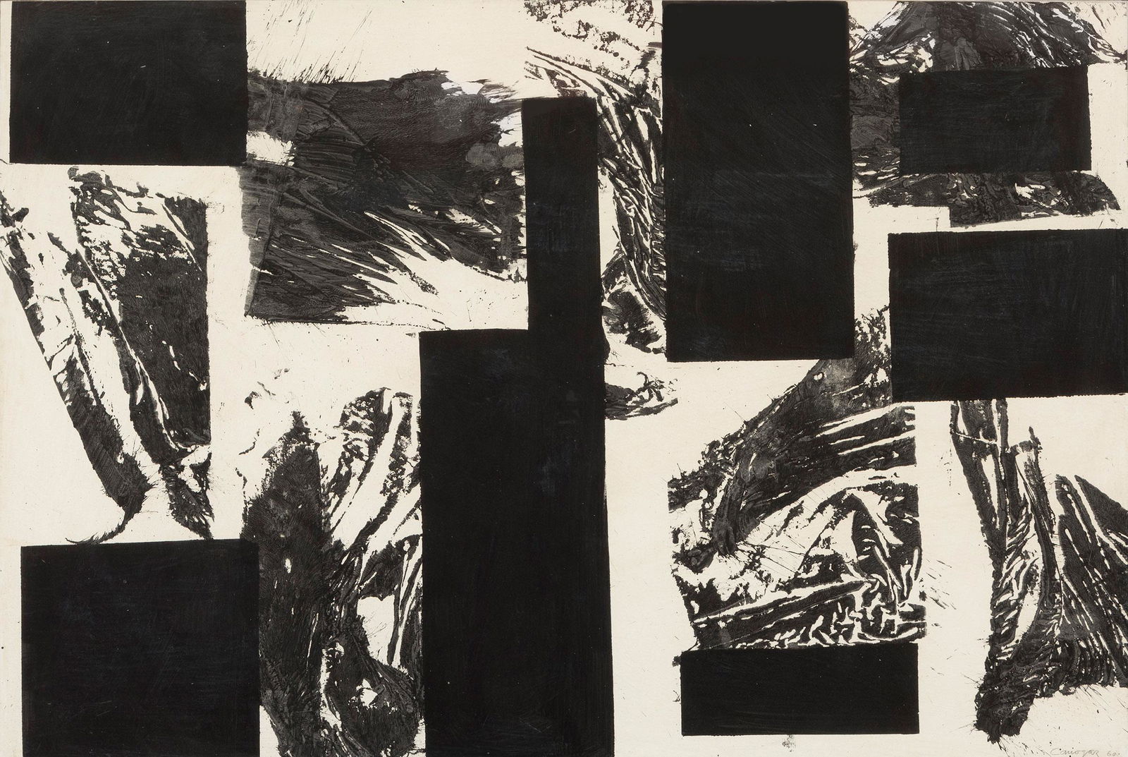 RAFAEL CANOGAR (Toledo, 1935). Untitled, 1960. Gouache on paper. Signed and dated in the lower right: RAFAEL CANOGAR (Toledo, 1935). Untitled, 1960. Gouache on paper. Signed and dated in the lower right corner. Exhibitions: - 2002. Rafael Canogar ontem e hoje. Oporto (Portugal), Sala Maior, 28 Septemb