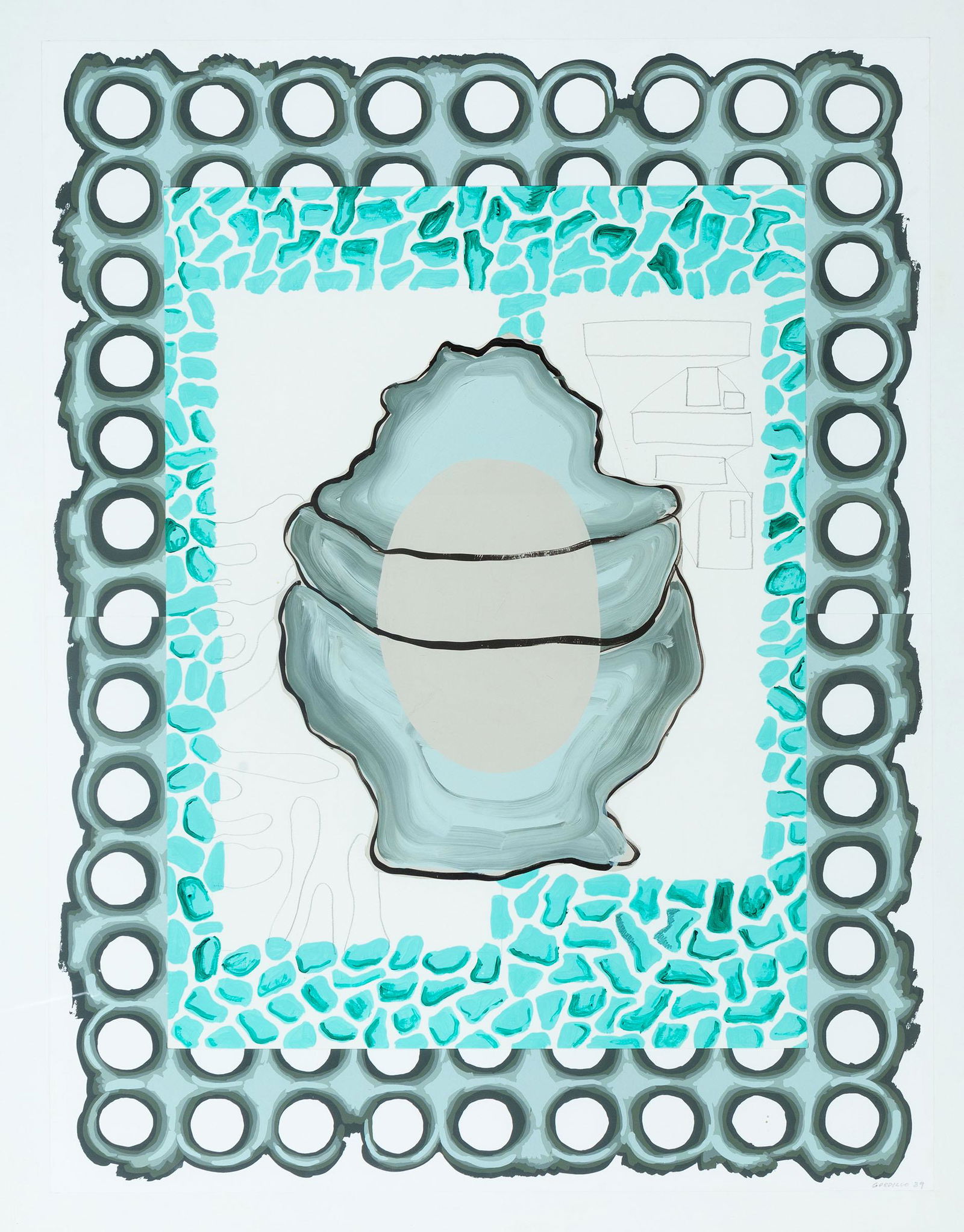 LUIS GORDILLO (Seville, 1934). "Untitled", 1989. Acrylic, pencil and collage on cardboard. Signed: LUIS GORDILLO (Seville, 1934). "Untitled", 1989. Acrylic, pencil and collage on card. Signed and dated in the lower corner. Size: 100 x 77 cm; 121 x 97 cm (frame). In this work, as in others by the ar