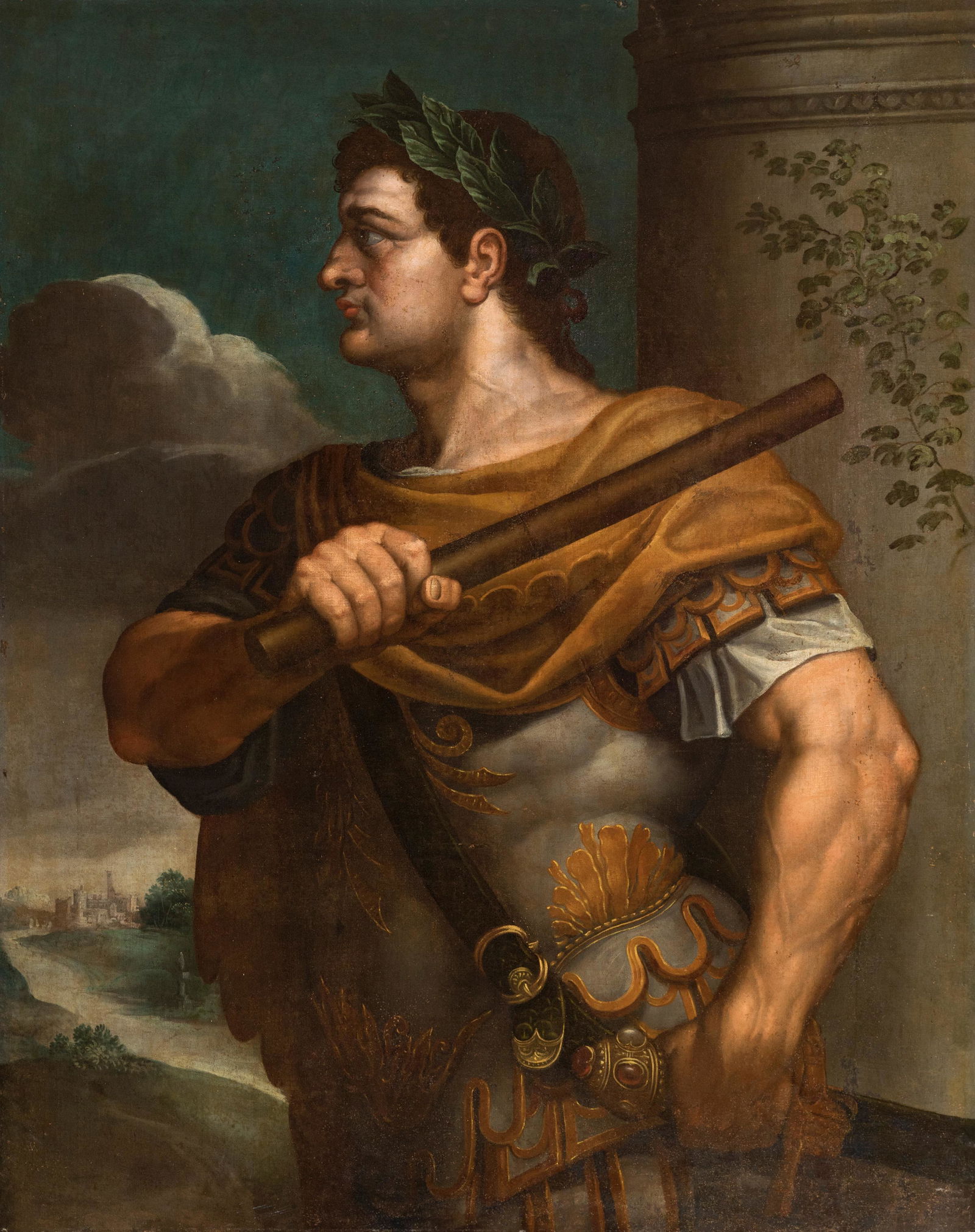 Circle of BERNARDINO CAMPI (Italian, 1522-1591). "Emperor". Oil on canvas. Relined. It presents: Circle of BERNARDINO CAMPI (Italy, 1522-1591). "Emperor. Oil on canvas. Re-tinted. It presents faults in the pictorial surface and restorations. Size: 141,5 x 113 cm. In the piece the author has portr