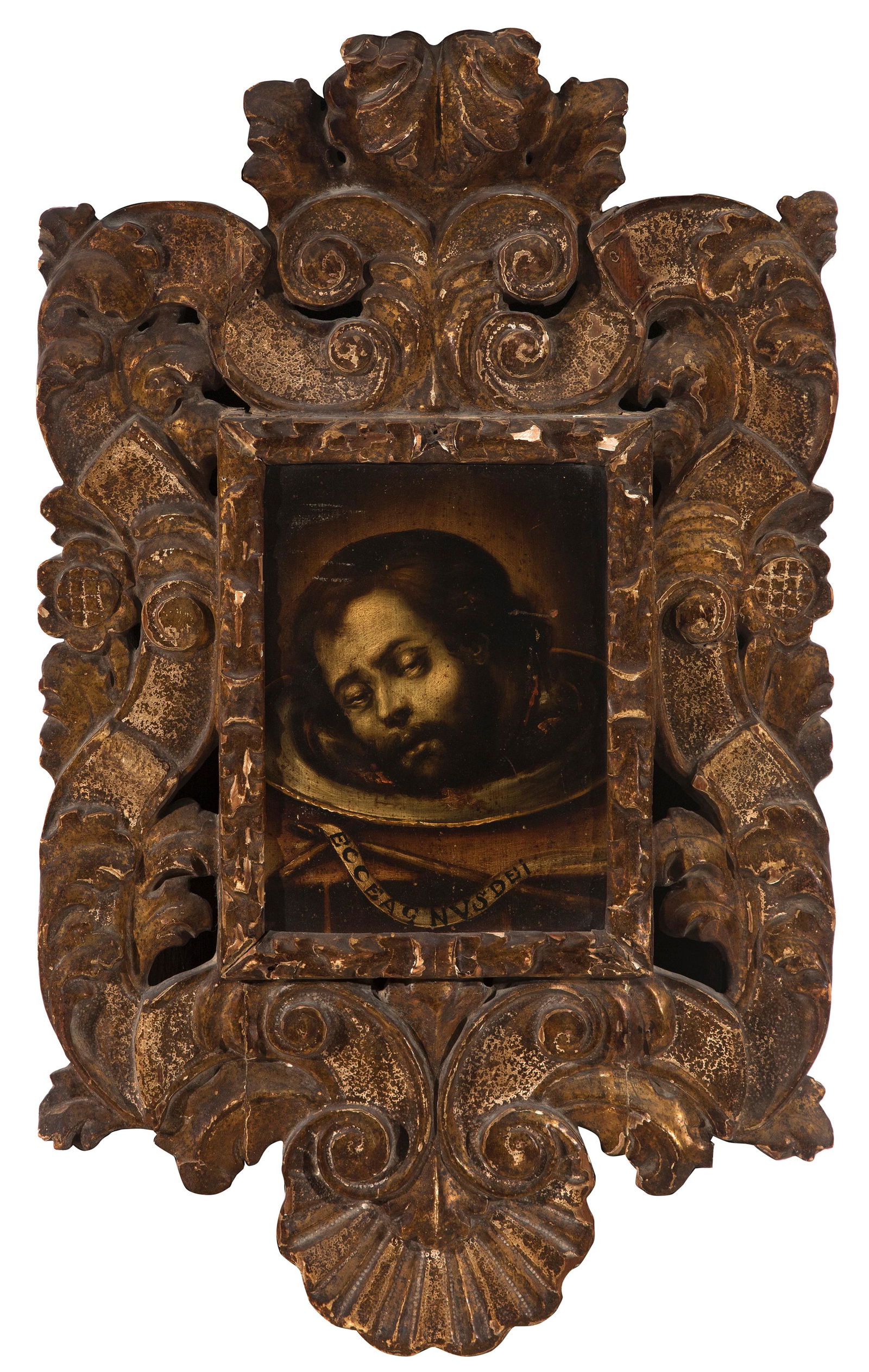 Andalusian school; late 17th century. "Head of Saint John the Baptist". Oil on pine board. It (1 of 6)