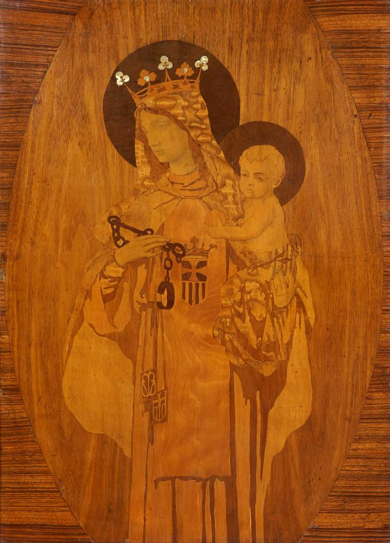 JOAN BUSQUETS I JANÃ‰ (Barcelona, 1874 - 1949). Modernist ceiling with the Virgin of La Merced, ca. (1 of 2)