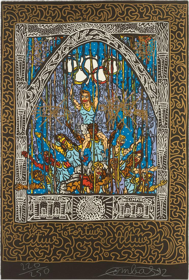 ROBERT COMBAS (Lyon, 1957). Untitled, 1992. Lithograph on 270 grams VÃ©lin d'Arches paper, copy: ROBERT COMBAS (Lyon, 1957). Untitled, 1992. Lithograph on 270 grams VÃ©lin d'Arches paper, copy 220/250. Signed, dated and numbered in pencil. Measurements: 90 x 63 cm. French painter and sculptor,