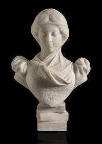 ADOLFO LUCHINI (Italy, 19th century). Female bust. Marble. It presents a lack in the right sleeve. (1 of 5)