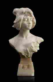 GALILEO POCHINI (Italy, 1800-1899)  "Female bust. Marble. Signed. It presents a lack in the base. (1 of 7)