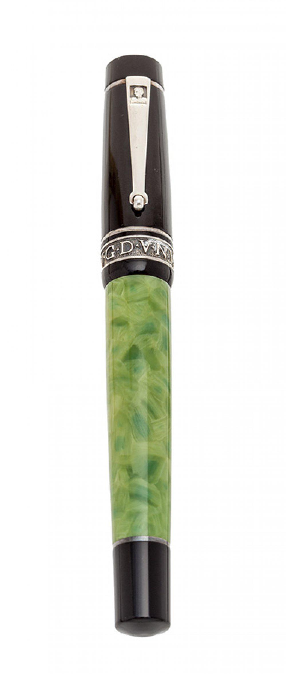 DELTA â€œLVGDVNVMâ€ FOUNTAIN PEN. Body in marbled green and black resin. Limited edition, 145/998. (1 of 3)