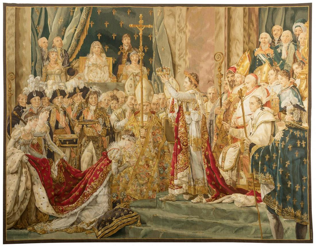 Tapestry MIGUEL STUYCK. Spain, 20th century. "The Coronation of the Empress Josephine", after: Tapestry MIGUEL STUYCK. Spain, 20th century. "The Coronation of the Empress Josephine", after Jacques Louis David. In wool. Signed. It presents faults in the lining. Measurements: 250 x 320 cm. This t